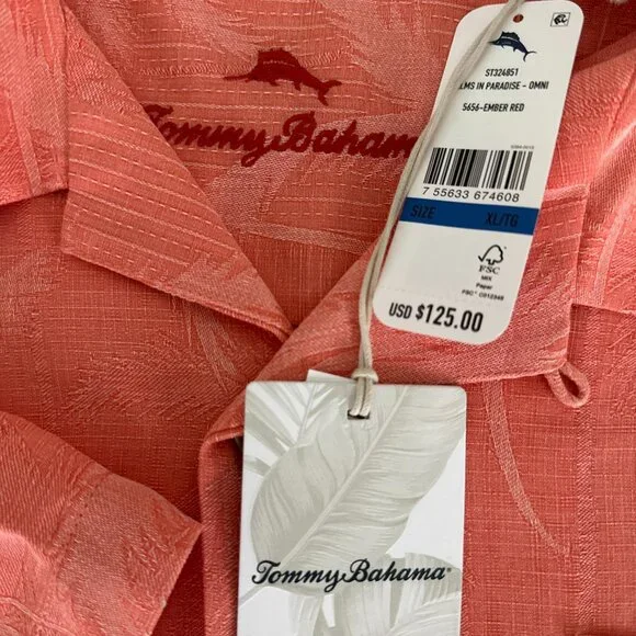 TOMMY BAHAMA Palms in Paradise Button Down Shirt NWT New Tags - Great Buy $15! - Picture 2 of 4
